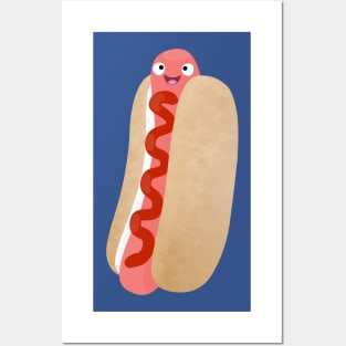 Cute funny hot dog Weiner cartoon Posters and Art